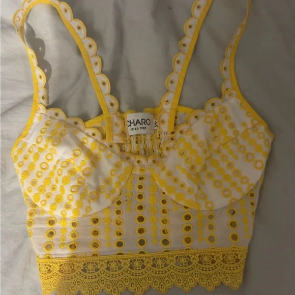 Charo Ruiz Ibiza Yellow Lace Tank Top - Picture 2 of 2